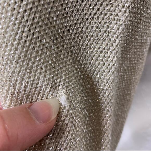 WHBM cream ivory silver gold metallic shimmer knit top size Small - Picture 6 of 15